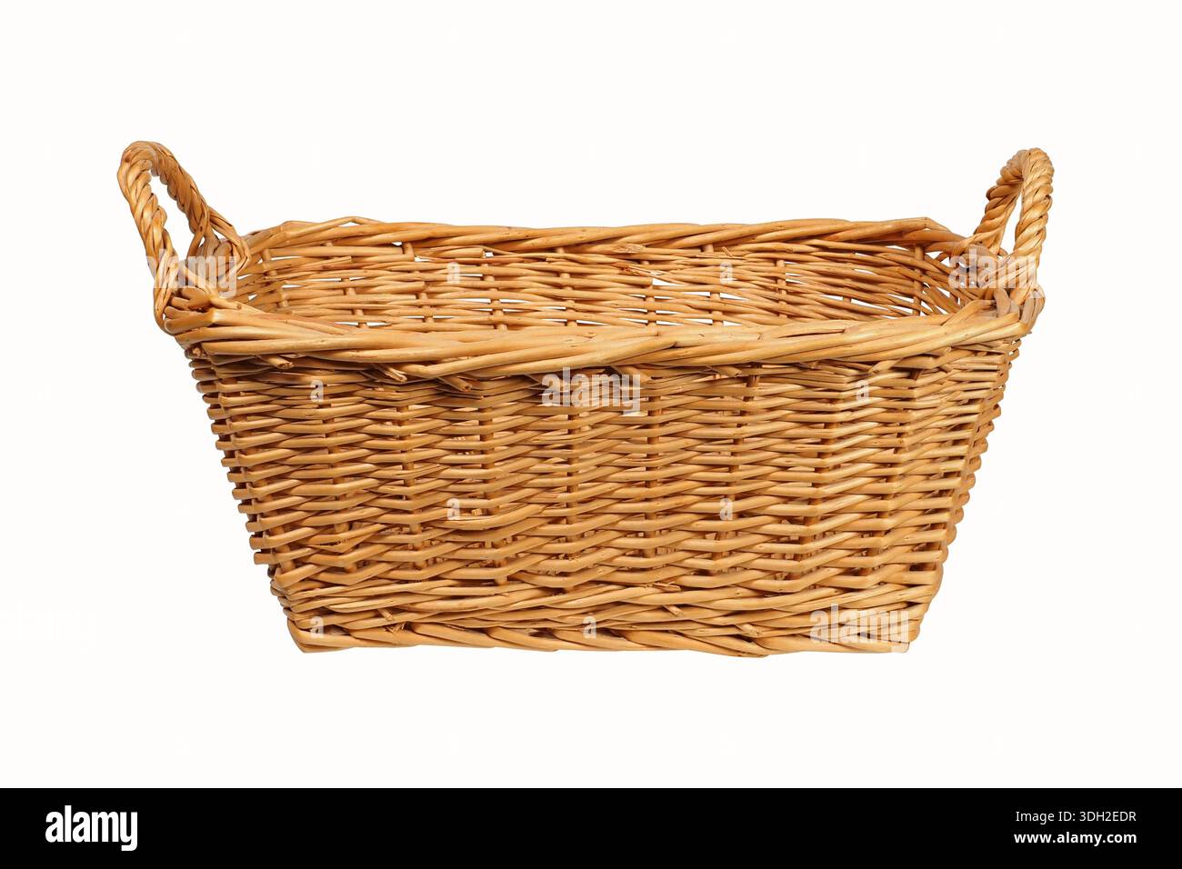 Empty wicker basket on white background Stock Photo