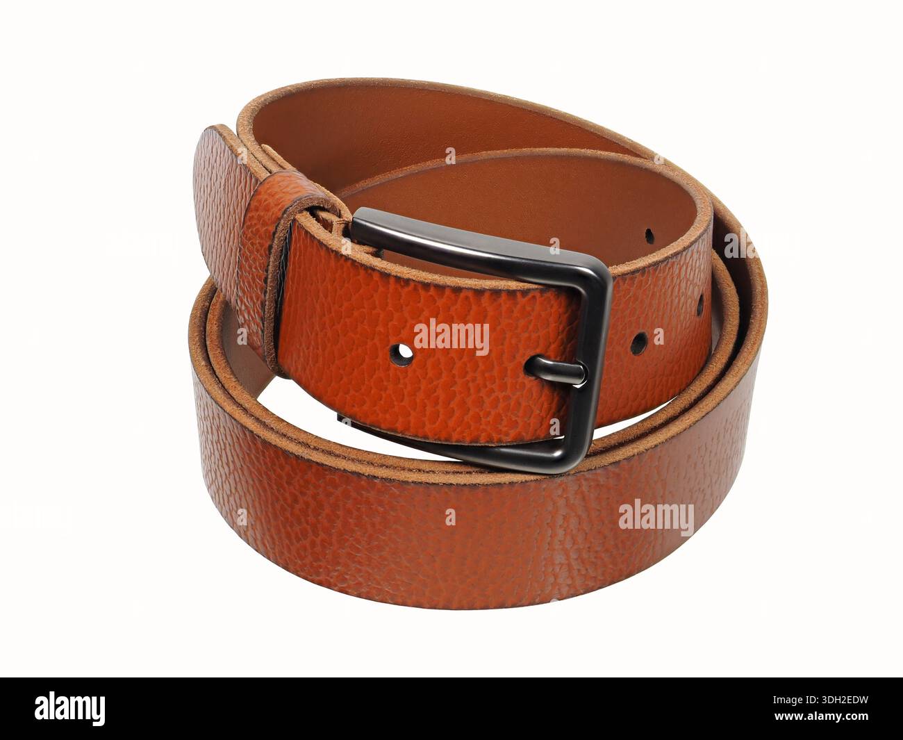 Leather belt isolated on white background Stock Photo