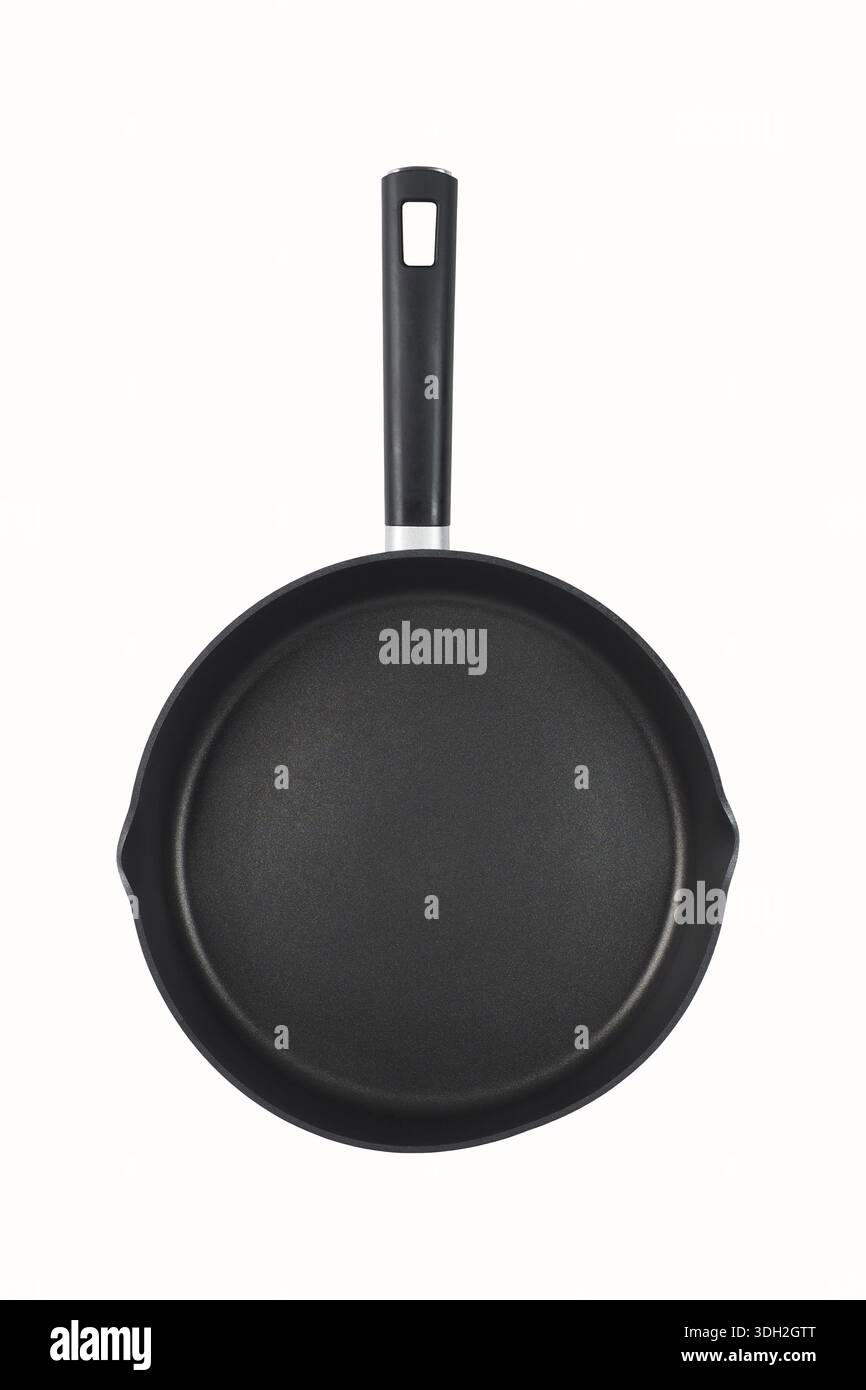 Black frying pan isolated on white background Stock Photo