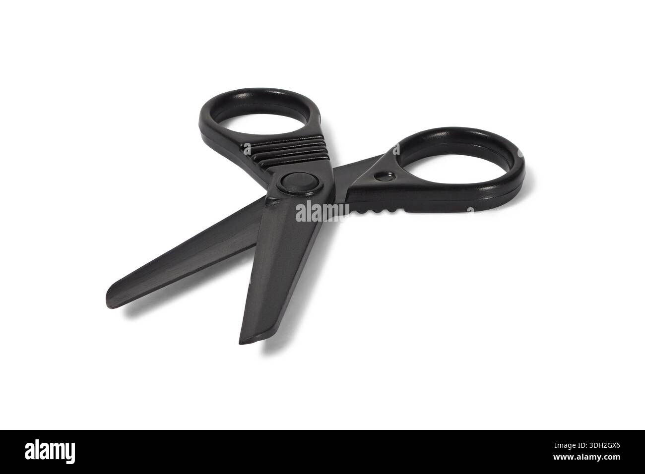 Open black scissors isolated on white background Stock Photo