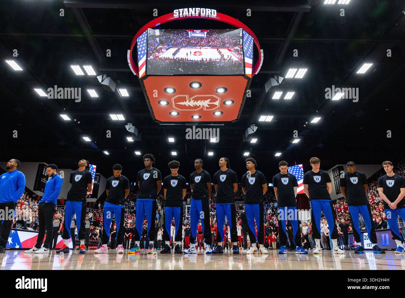 STANFORD, CA - JANUARY 17: The Duke Blue Devils line up for the ...