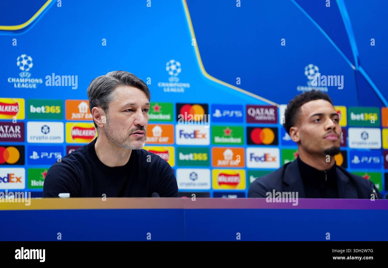 Borussia Dortmund manager Niko Kovac and Felix Nmecha during a press  conference at the Tottenham Hotspur Stadium, London. Picture date: Monday  January 19, 2026 Stock Photo - Alamy