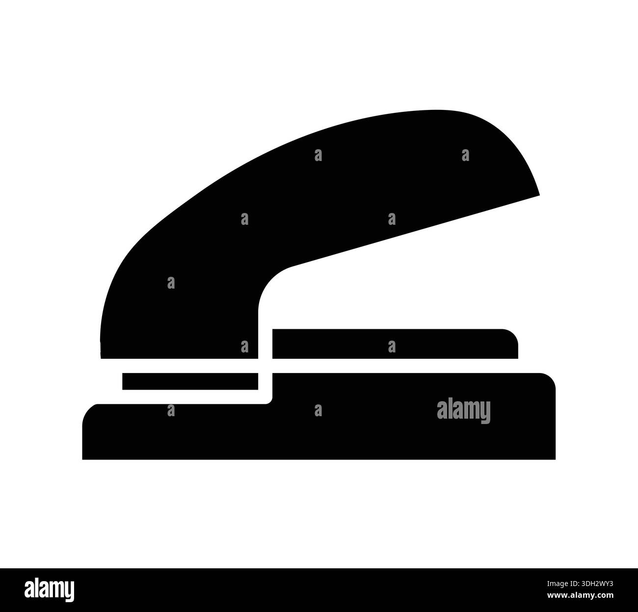A black stapler icon featuring a minimalist design. Ideal for representing office supplies in any work or educational setting. Suitable for various ap Stock Vector