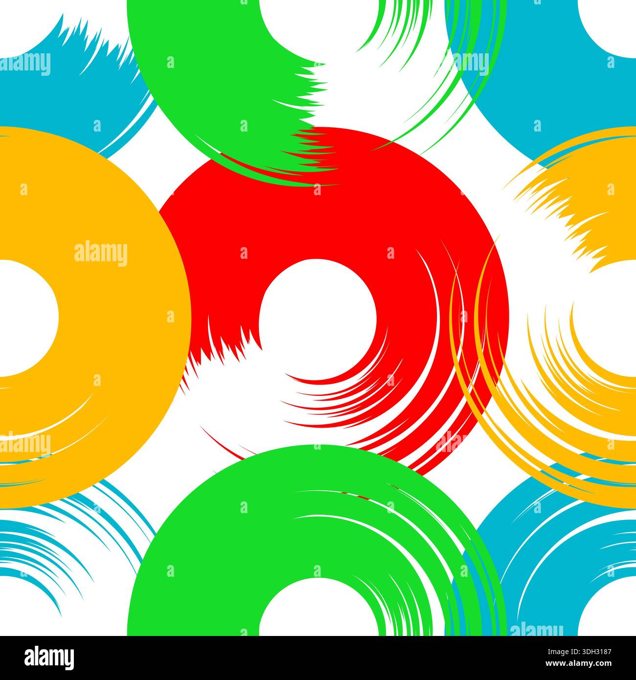 Colorful brush strokes circles seamless pattern Stock Vector