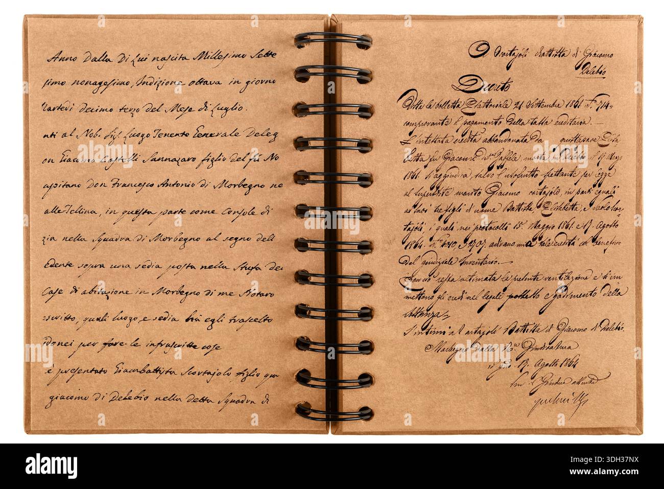 Vintage old open book isolated on white background Stock Photo