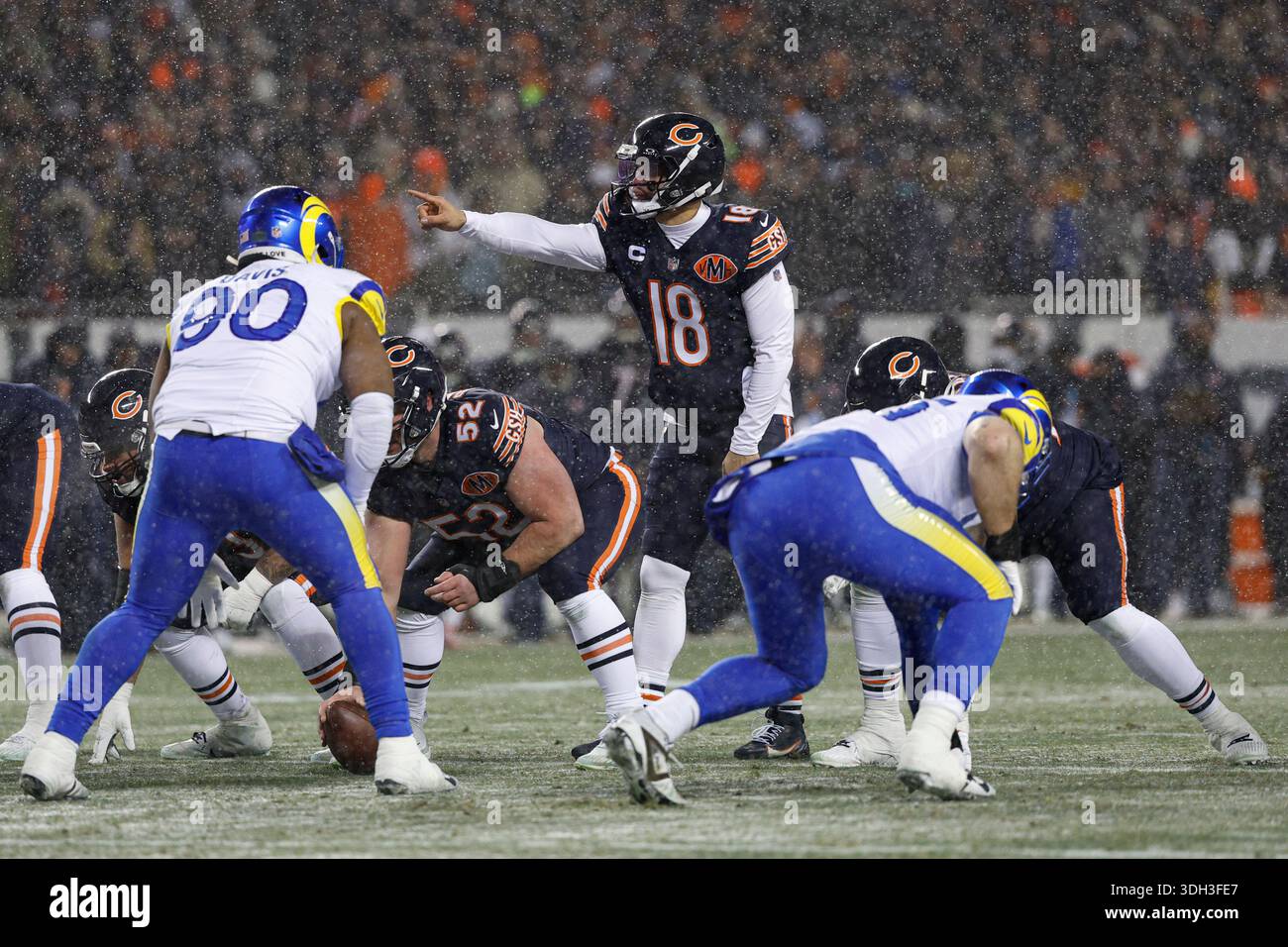 Chicago Bears quarterback Caleb Williams (18) directs his team against ...