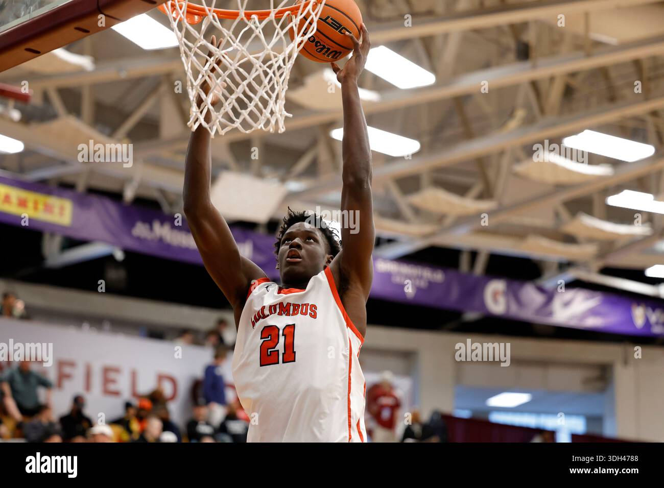 Christopher Columbus Caydin Gaskins (21) during warmups before a high ...