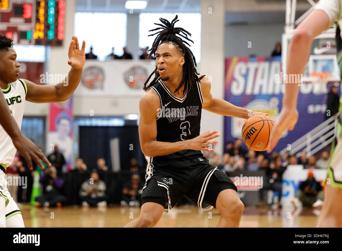 Dynamic Prep Dakari Spear (3) in action against Prolific Prep during a ...