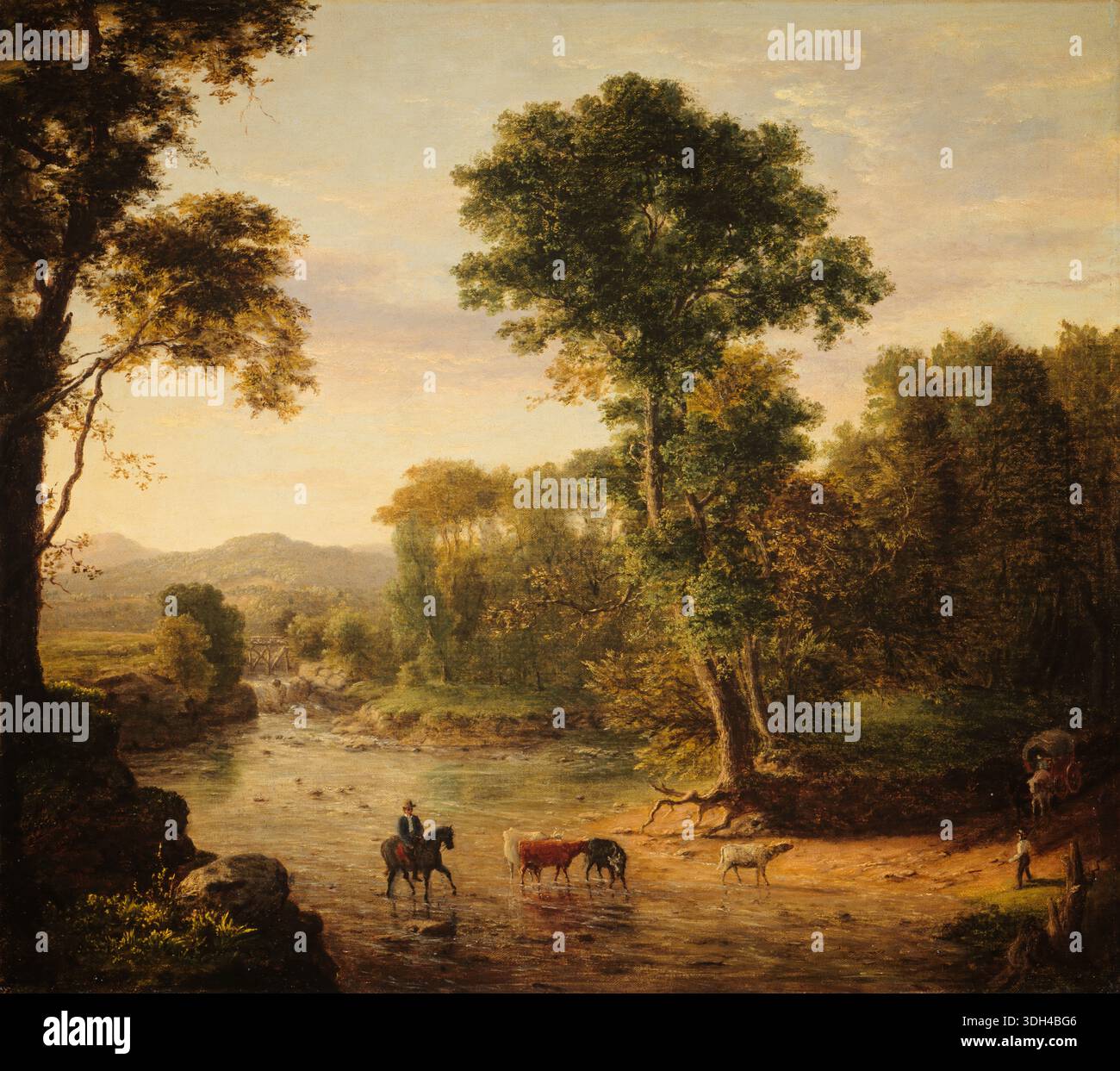 Crossing the Ford by George Inness, 1848, depicting travelers and ...
