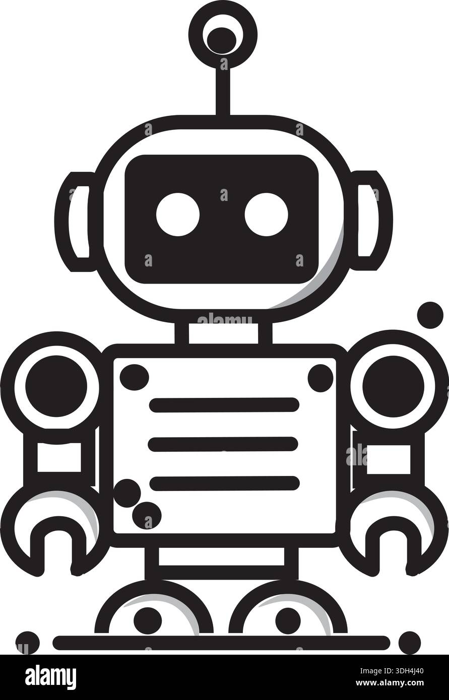 AI Chatbot Icon Vector Illustration in Simple Line Art Style Stock ...