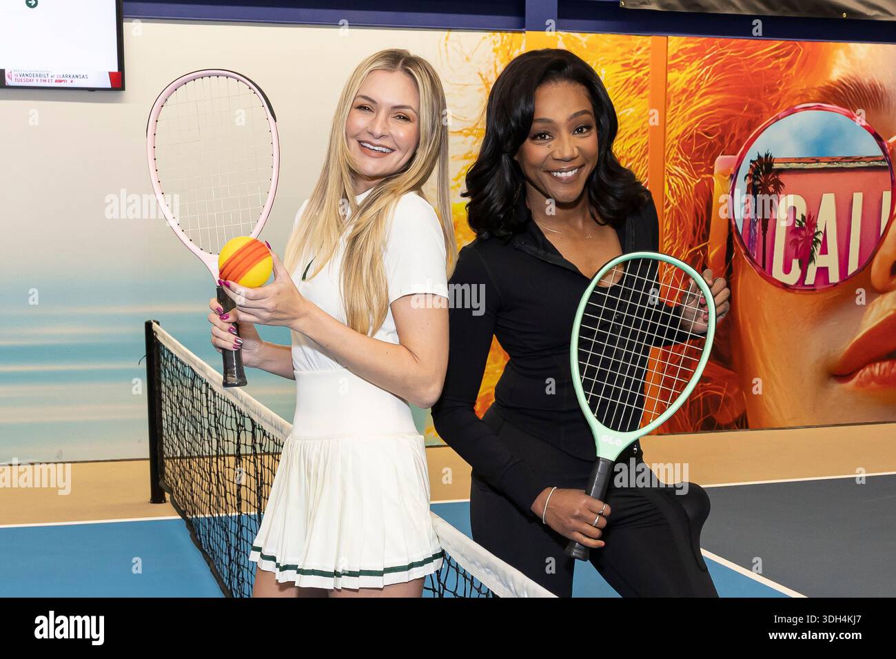Charlie Neff and Tiffany Haddish play TYPTI, a new racquet sport, at ...