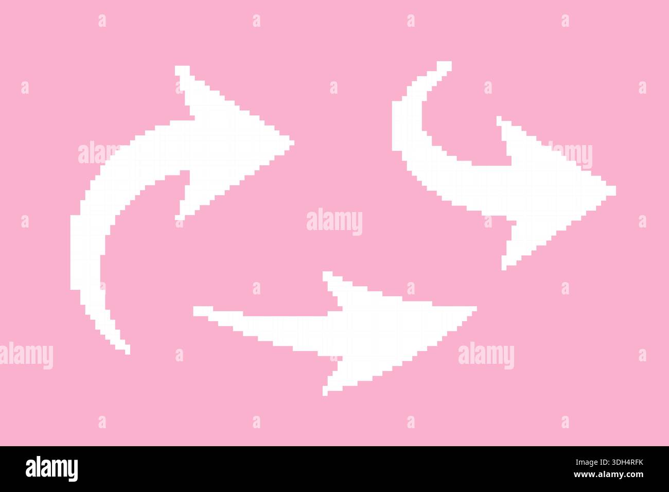 Pixel arrow set. White collection of dotted cursor Stock Vector