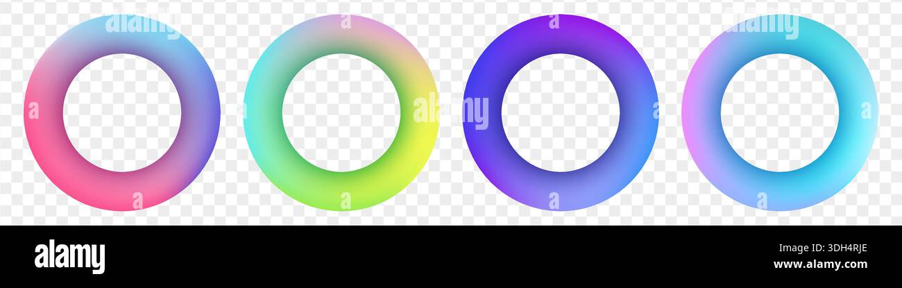 Liquid gradient round frames collection isolated on transparent background. Stock Vector