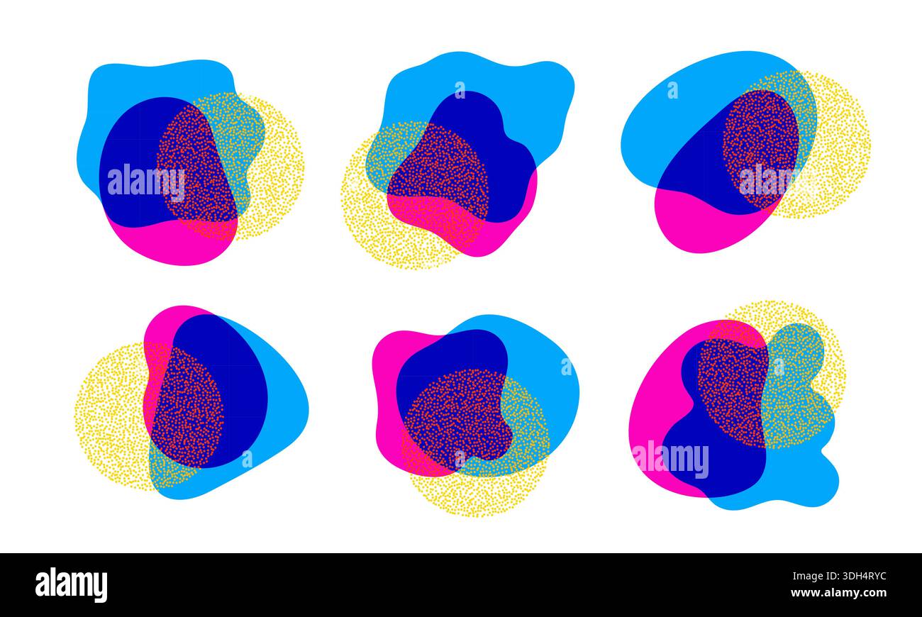Set of minimal backgrounds with halftone dots pattern. Stock Vector