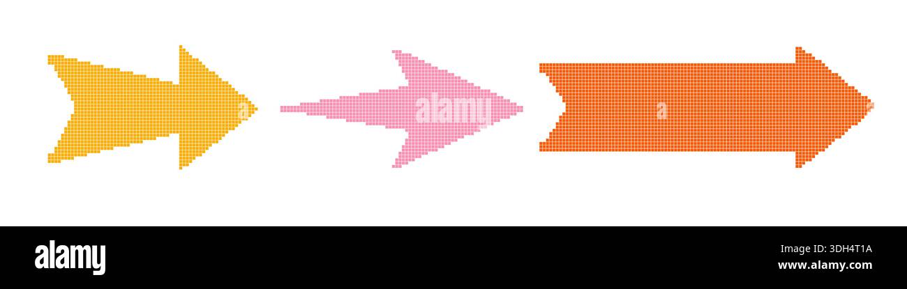 Arrow pixel art, pixel cursor arrow set Stock Vector