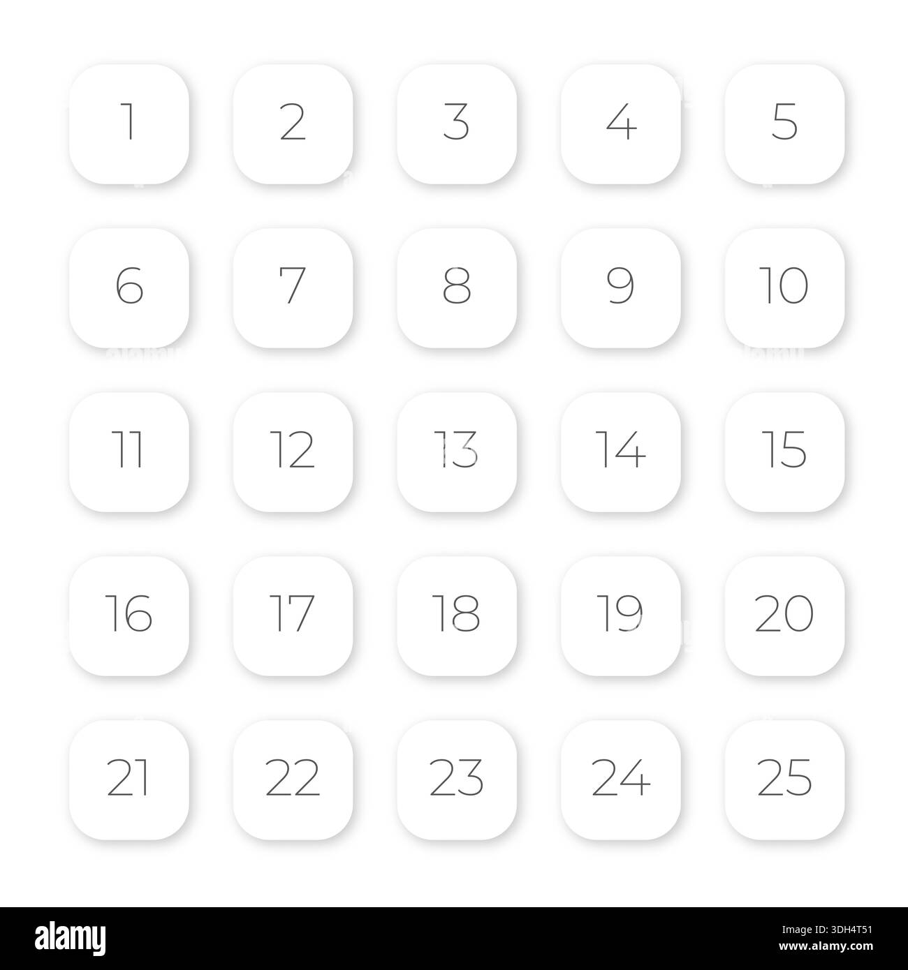 Simple vector number bullet points 1 to 25 Stock Vector