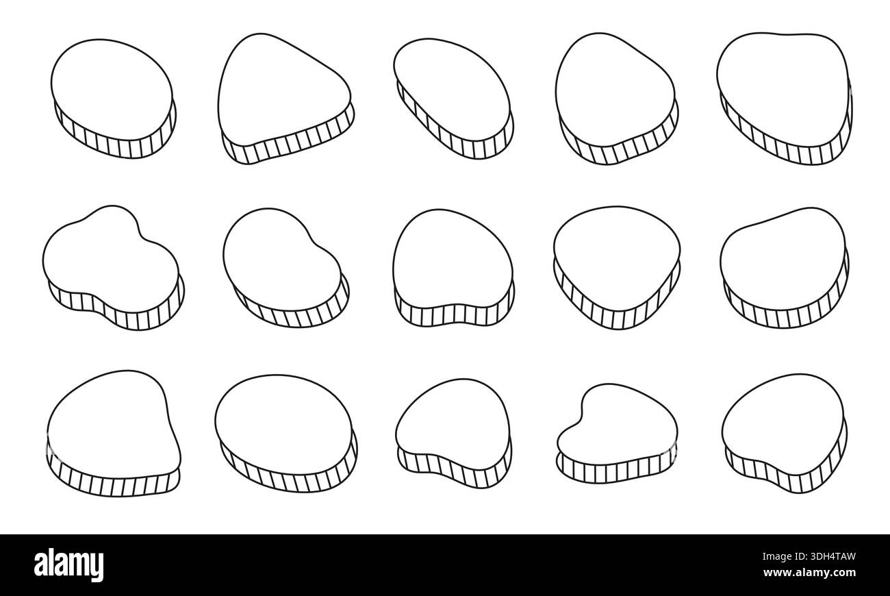 Liquid irregular amoeba blob shape collection. Stock Vector
