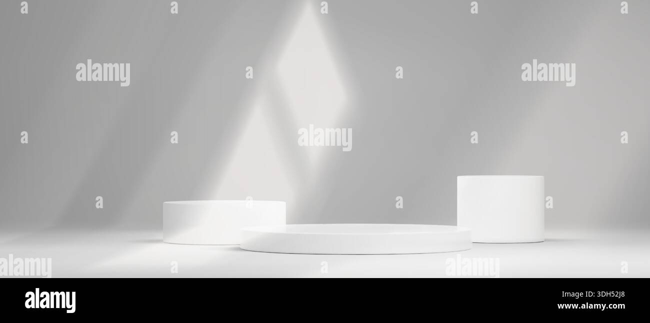 White podium set with soft shadows and minimal design. Clean 3d ...