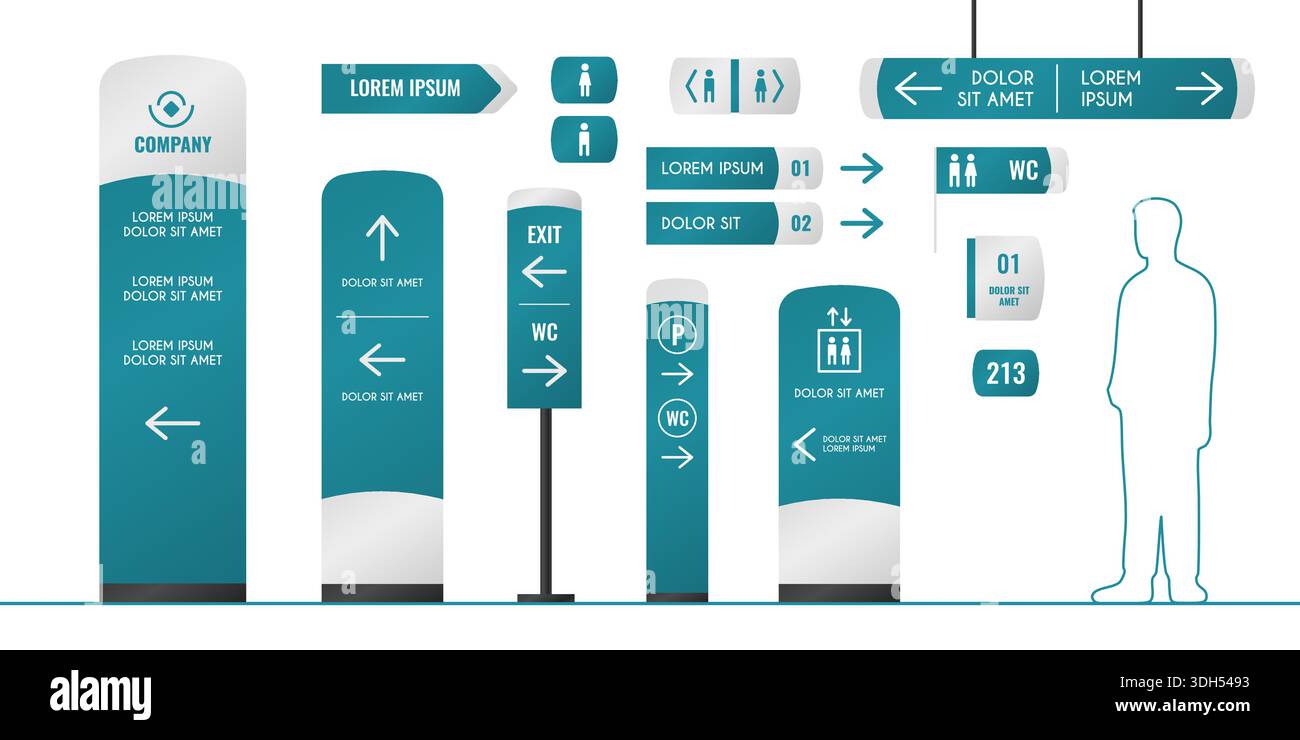 Signage Set Building interior signage set isolated on white. Vector realistic ...