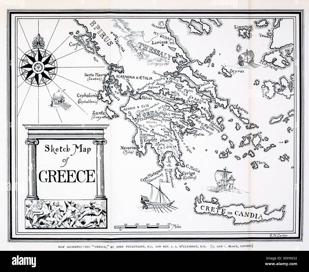 Ancient Greece physical geography appearing on an old illustration with ...