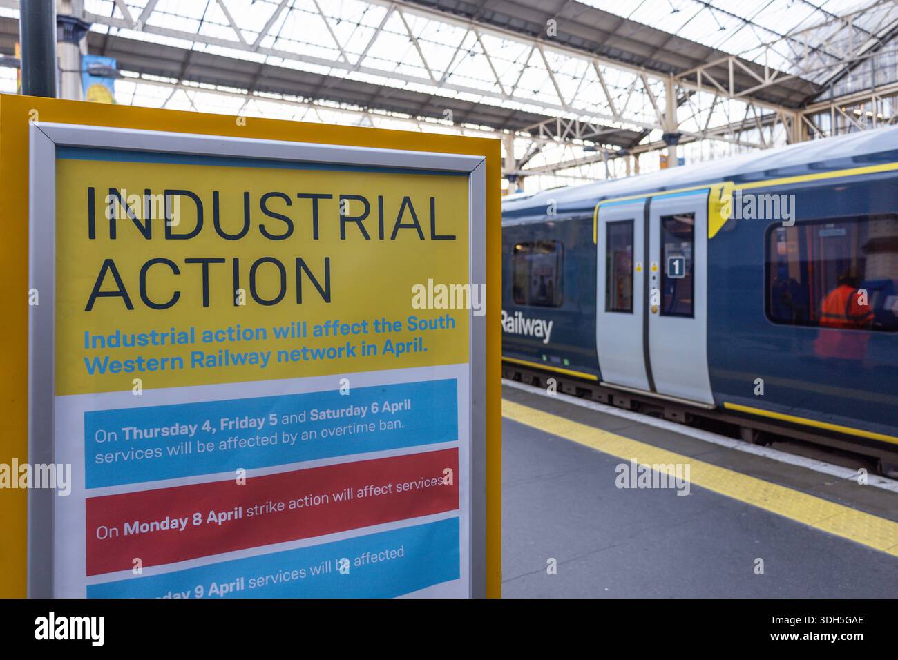 Industrial Action Sign at South Western Railway Train Station. London ...