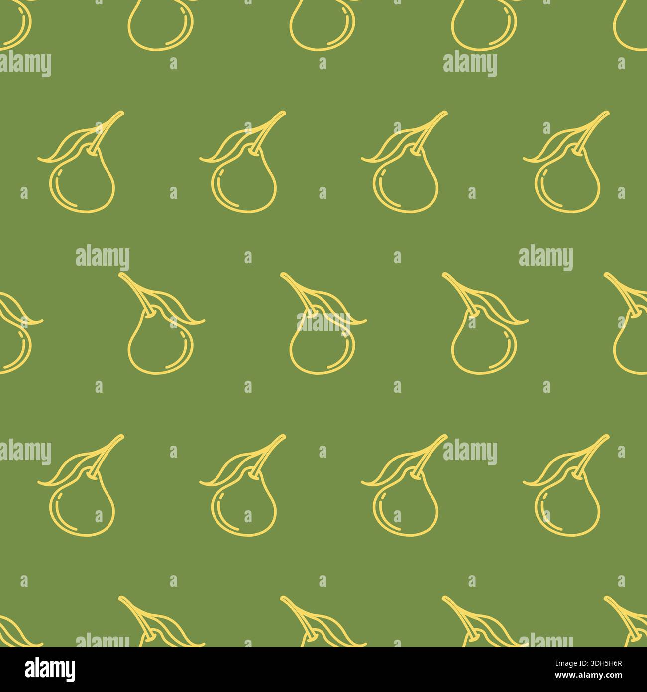 pears outline doodle seamless pattern design. pear background vector Stock Vector