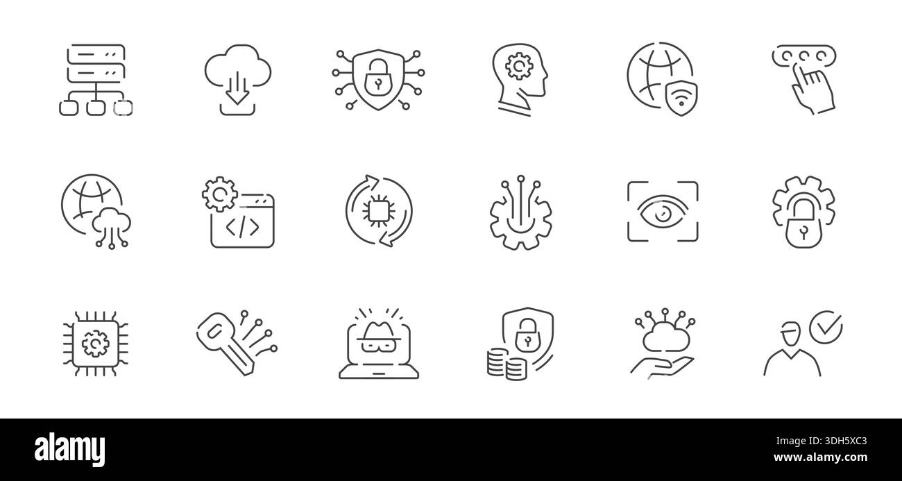 Internet protection web icons set. Security access, password concept ...