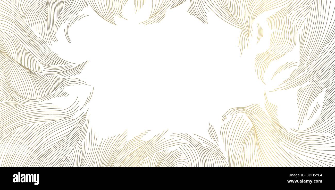 Luxury abstract wave pattern, flowing gold lines on white background ...