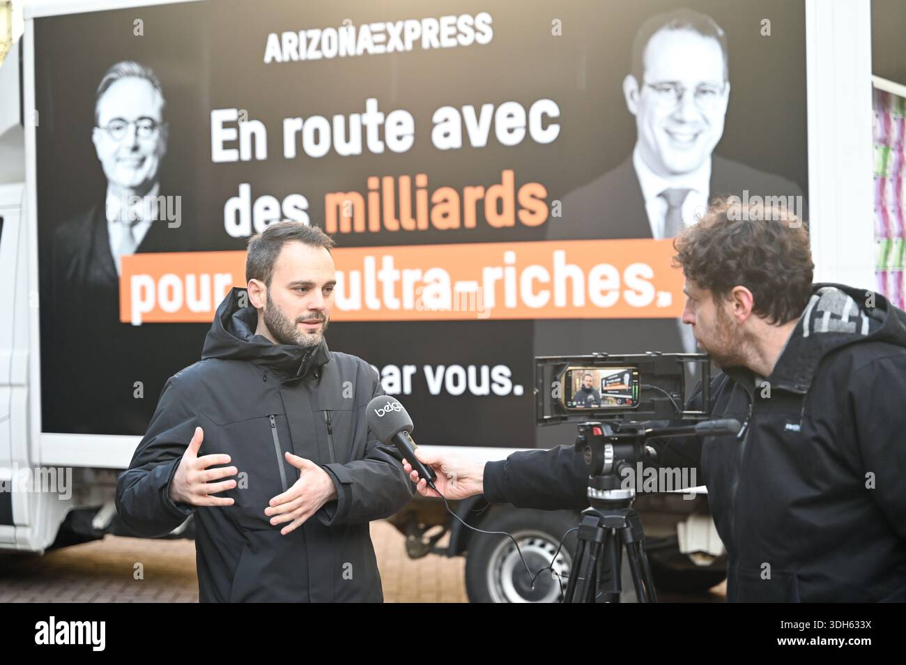 Brussels, Belgium. 20th Jan, 2027. Lawyer for tax justice Julien Desiderio  pictured during a press conference and 