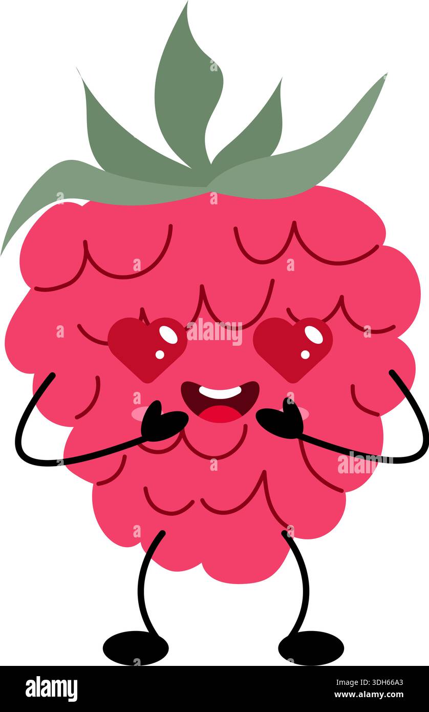Cute Kawaii Raspberry Character Illustration Stock Vector Image & Art ...