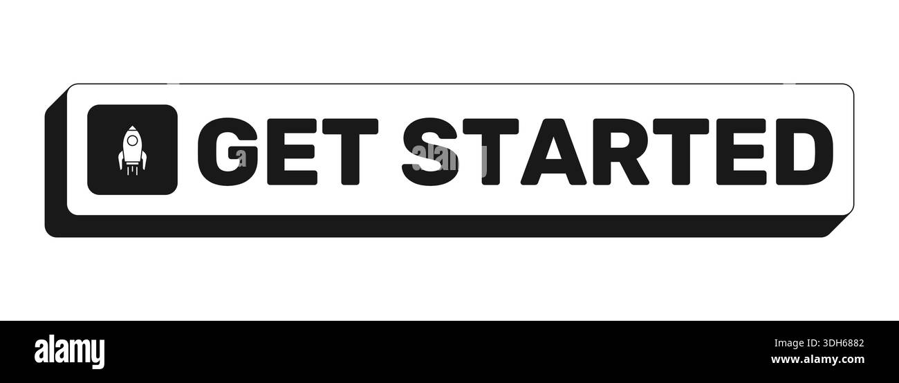 Get started rectangle UI web button Stock Vector