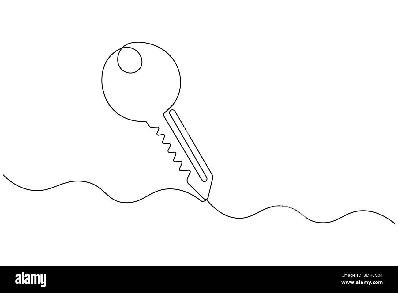 Security key outline continuous one line drawing isolated minimalist vector Stock Vector