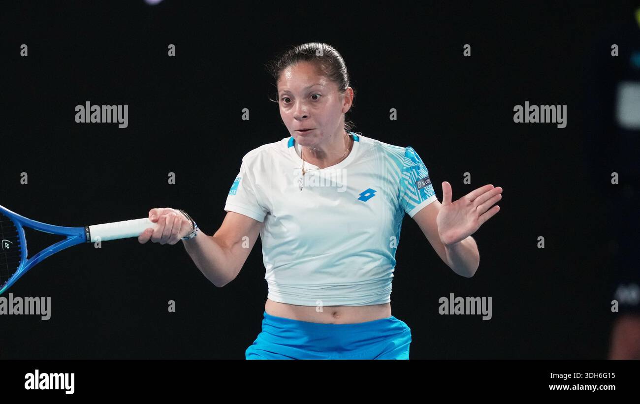 A Ruzic Antonia Ruzic of Croatia plays a forehand return to Naomi Osaka of ...