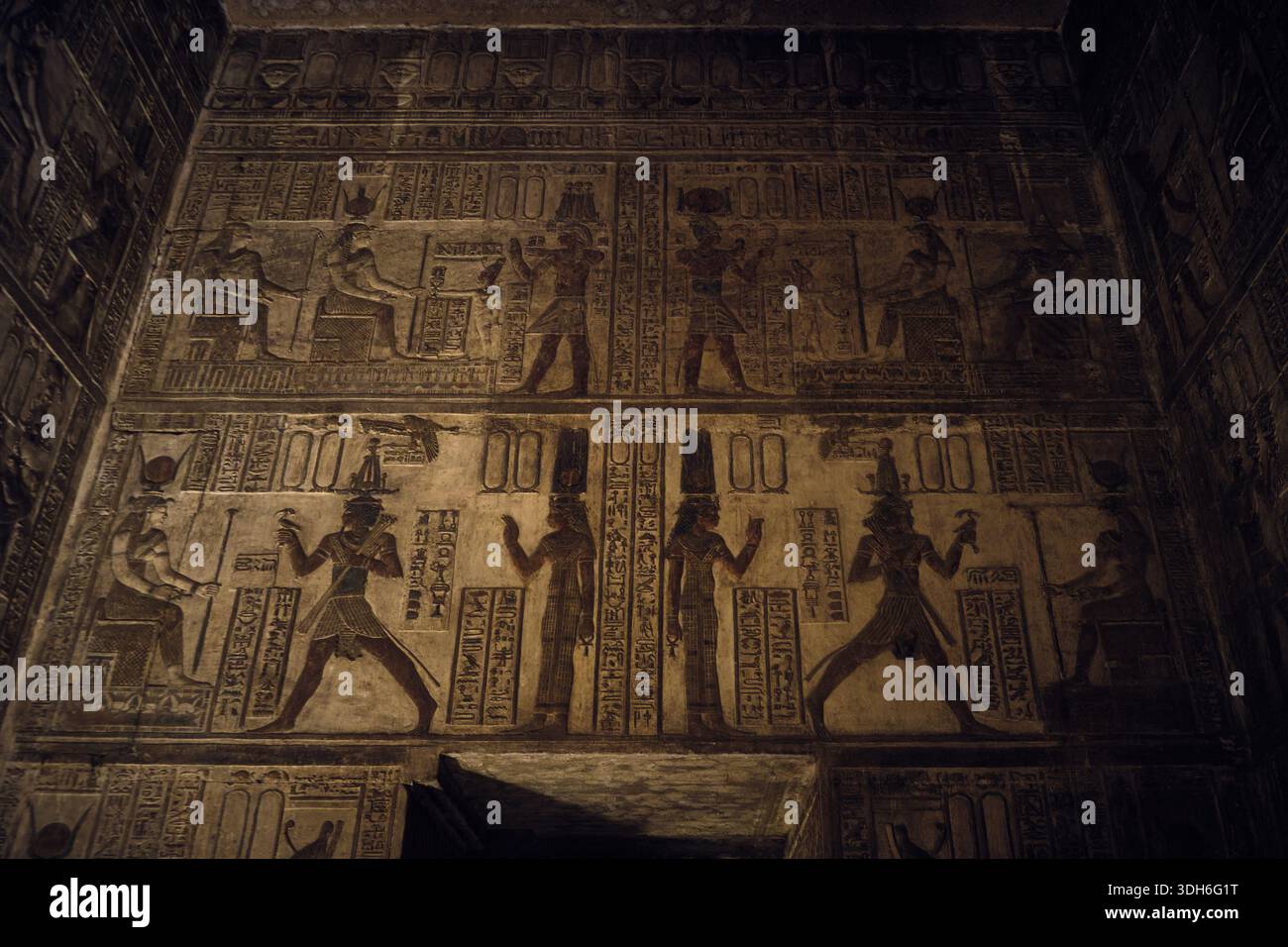 Ancient Egyptian Wall Relief with Hieroglyphic Inscriptions Stock Photo ...