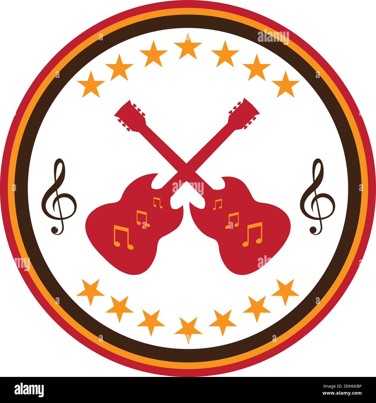 Star Music With Guitar logo design vector Stock Vector