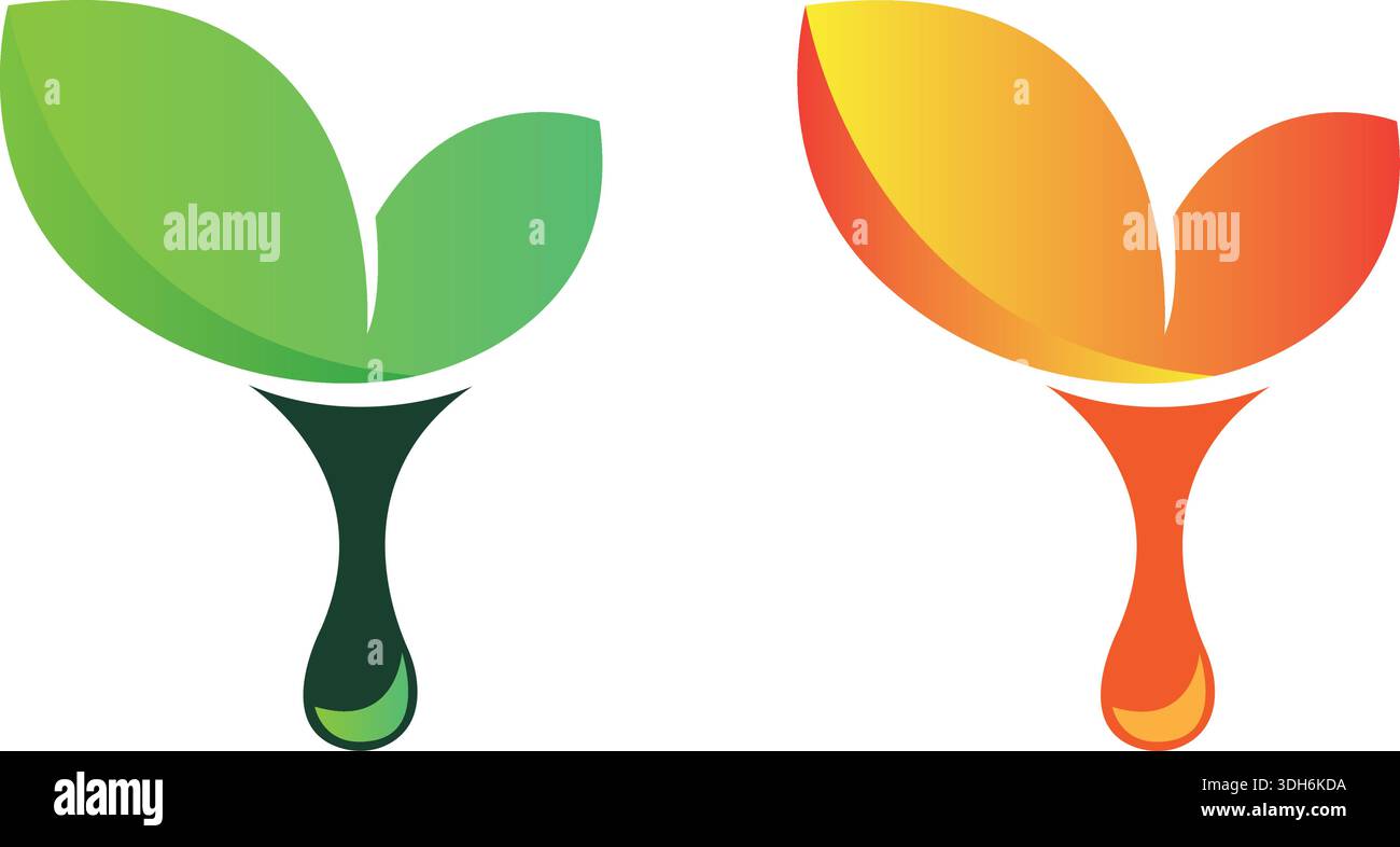 Plant Growth Logo Vector leaf drop logo design simple modern logo Stock Vector