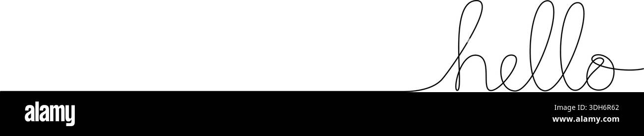 Hello Line continuous line drawing of handwritten word hello, line art vector ...