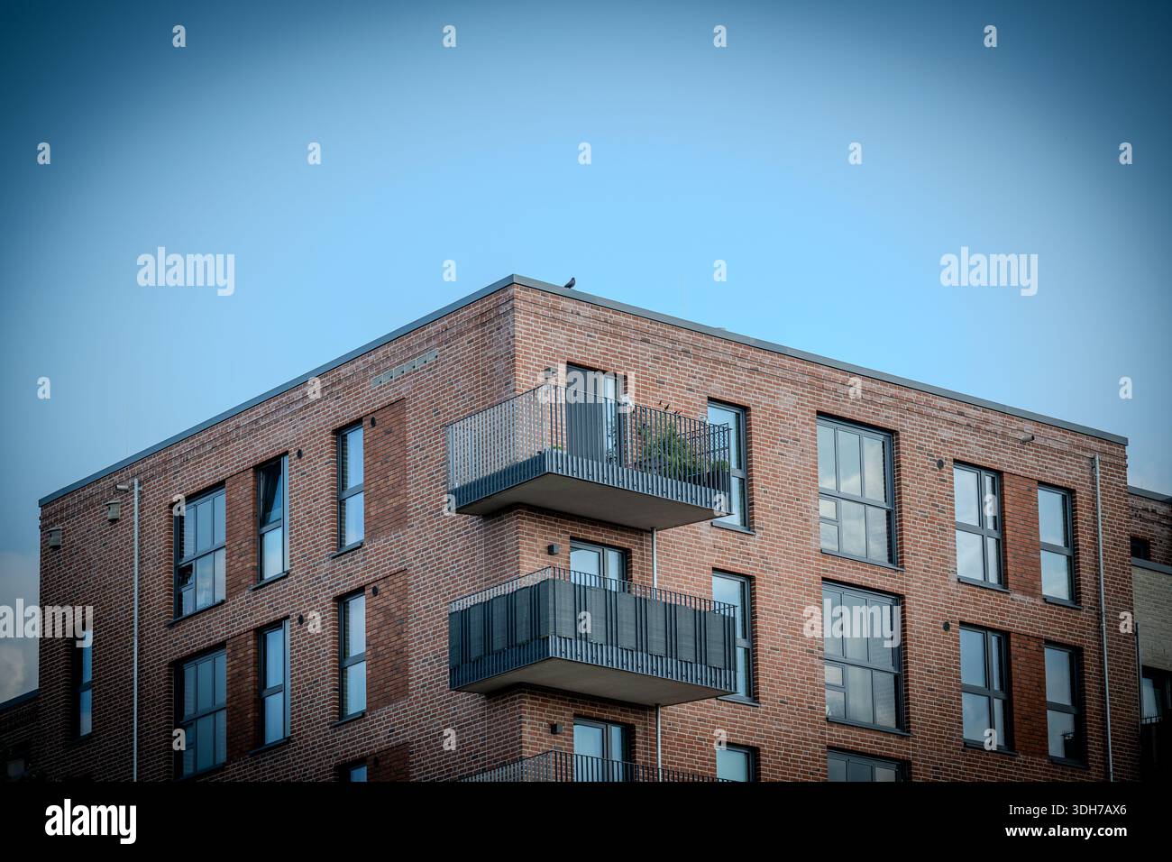 Modern Brick Apartment Building with Balconies in Hamburg-Bahrenfeld ...