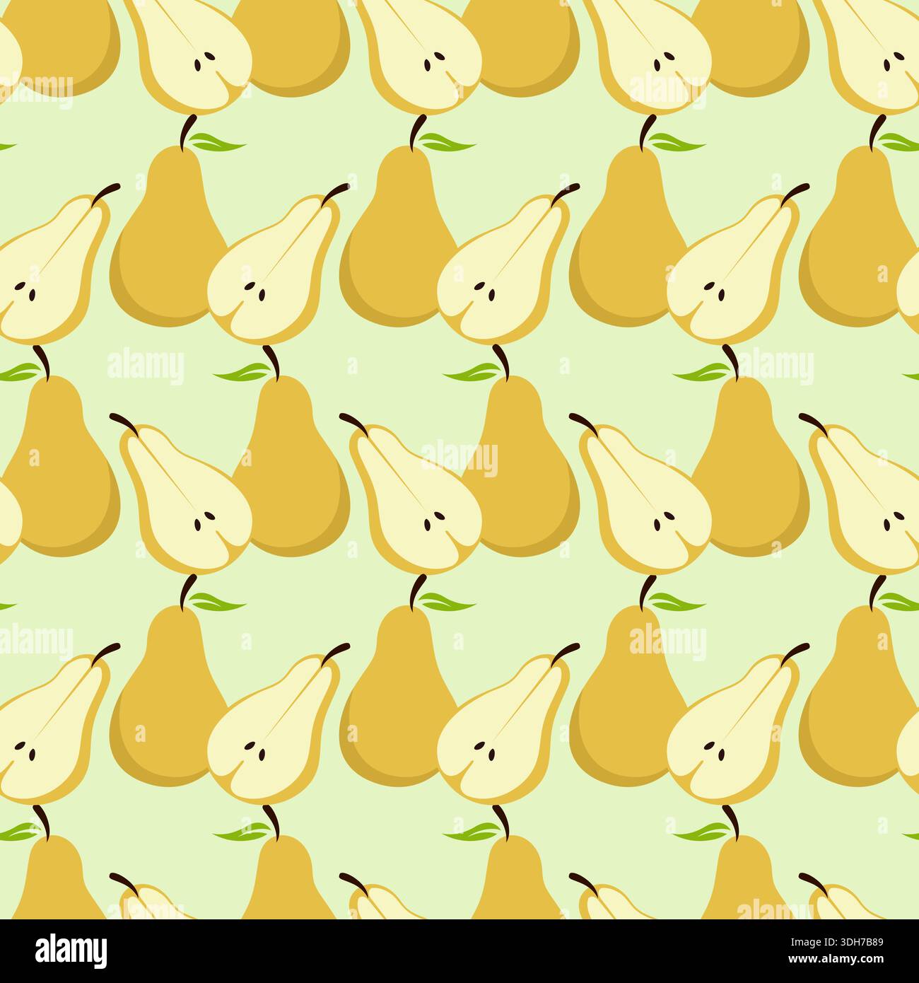 Pear Seamless Pattern Design Vector. Fruits Pear Background Stock Vector