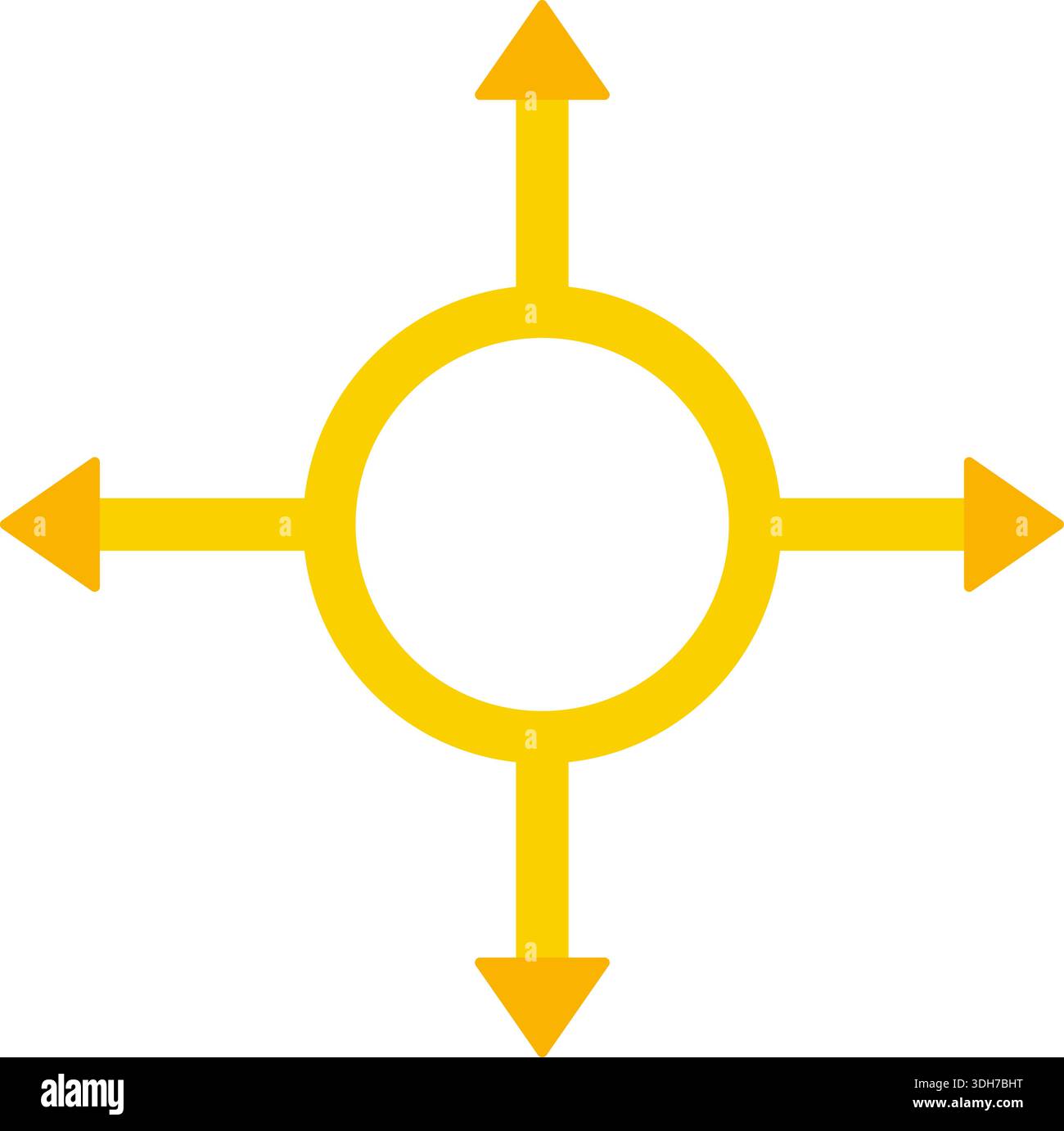 Circular vector design featuring four arrows pointing in different directions. Stock Vector