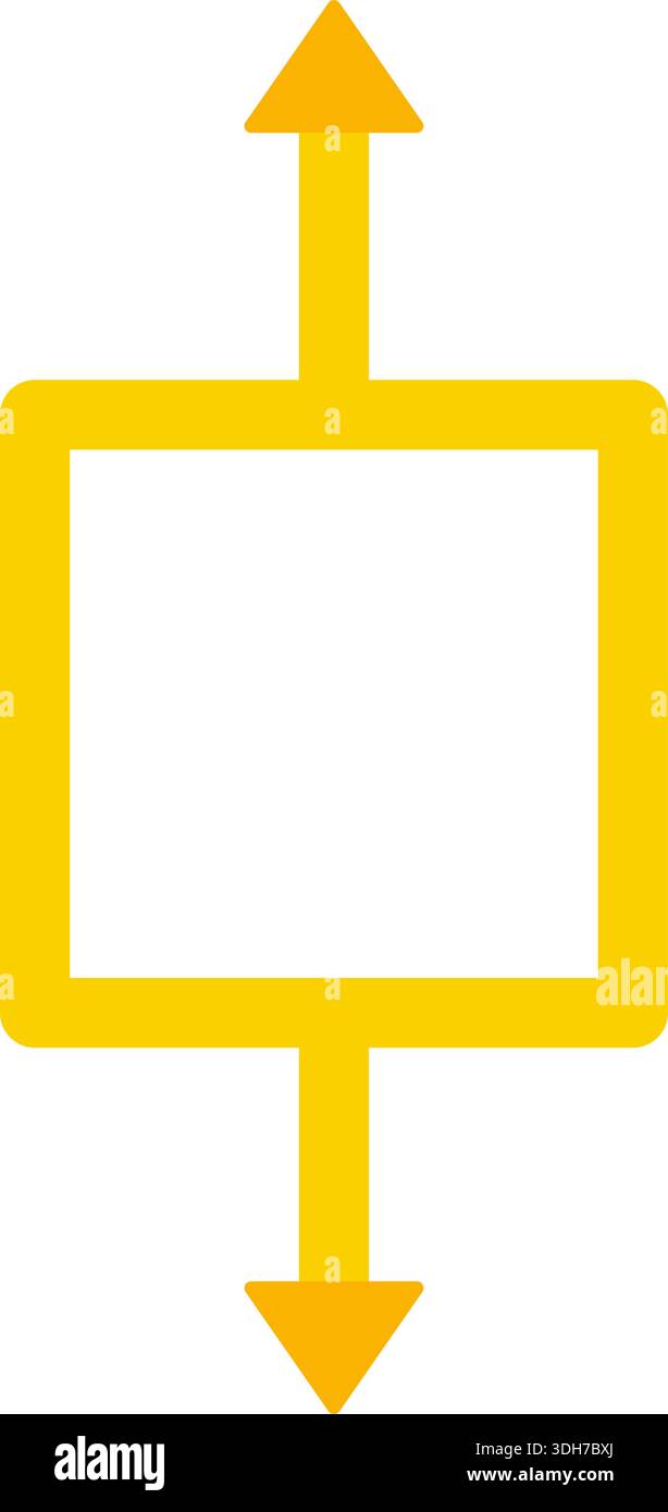 One central square with spacing inside and two arrows facing opposite directions on either side. Stock Vector