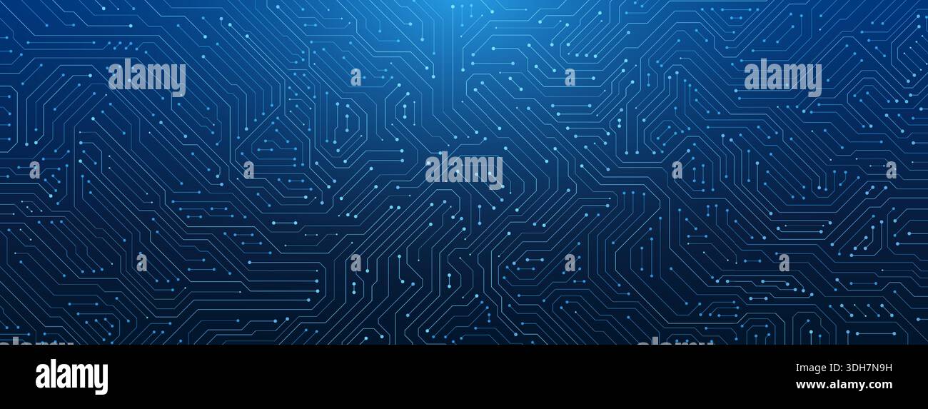 Digital hud interface with a blue AI circuit board wallpaper and ...