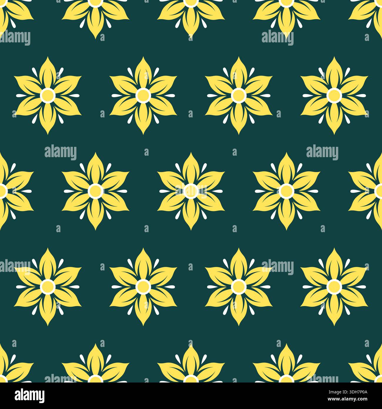 Simple Flower Seamless Pattern Design. Flower Elegant Background Vector Stock Vector