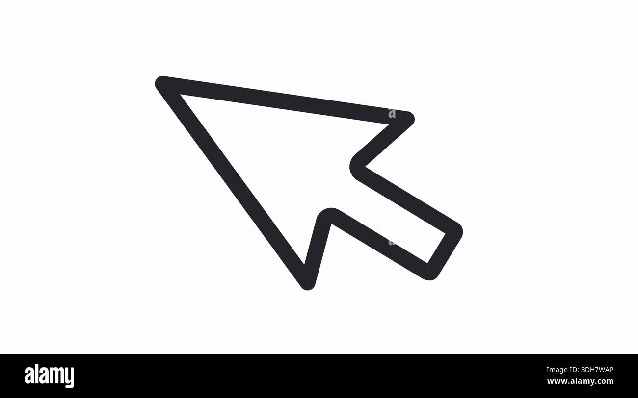 Black and White Mouse Cursor Arrow Icon – Minimalist Vector for UI, Web Design and Apps Stock Vector