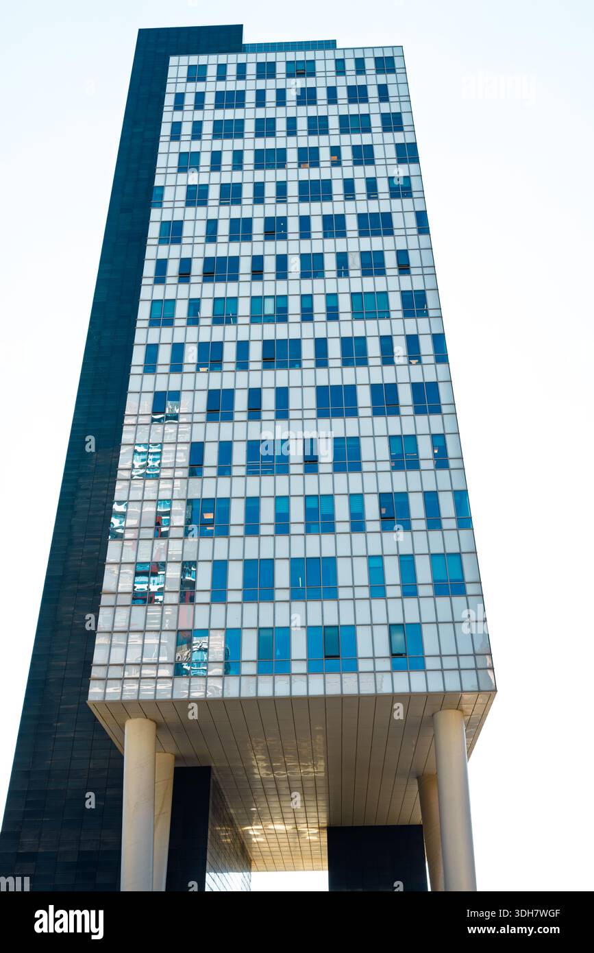 Modern high rise office building supported by pillars in Ramat Gan ...