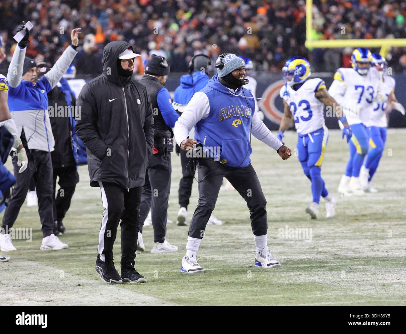 La Rams Sidelines Chicago, IL USA: The Los Angeles Rams sideline celebrates during an NFC ...
