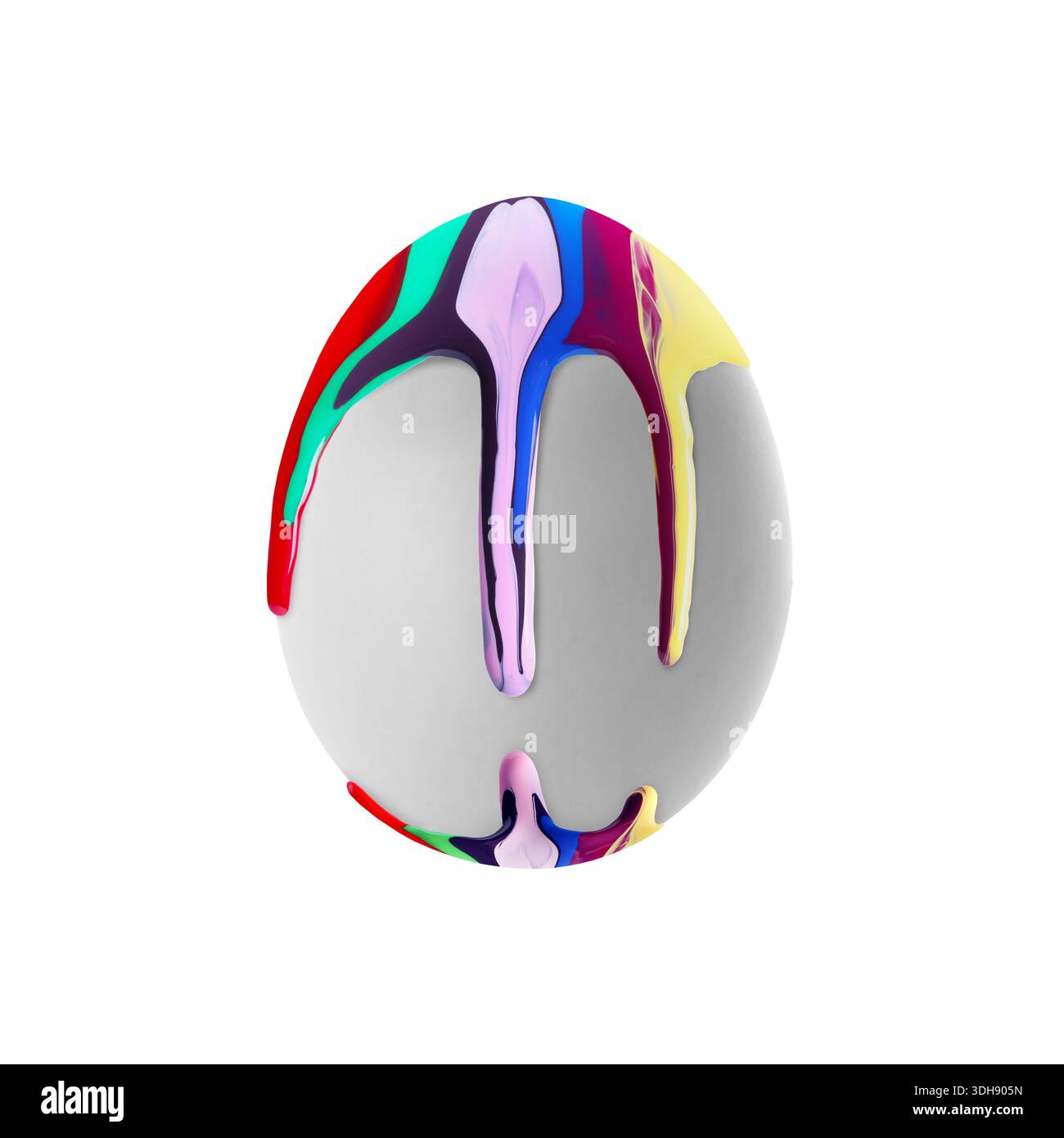 Easter egg in colorful paint isolated on white Stock Photo