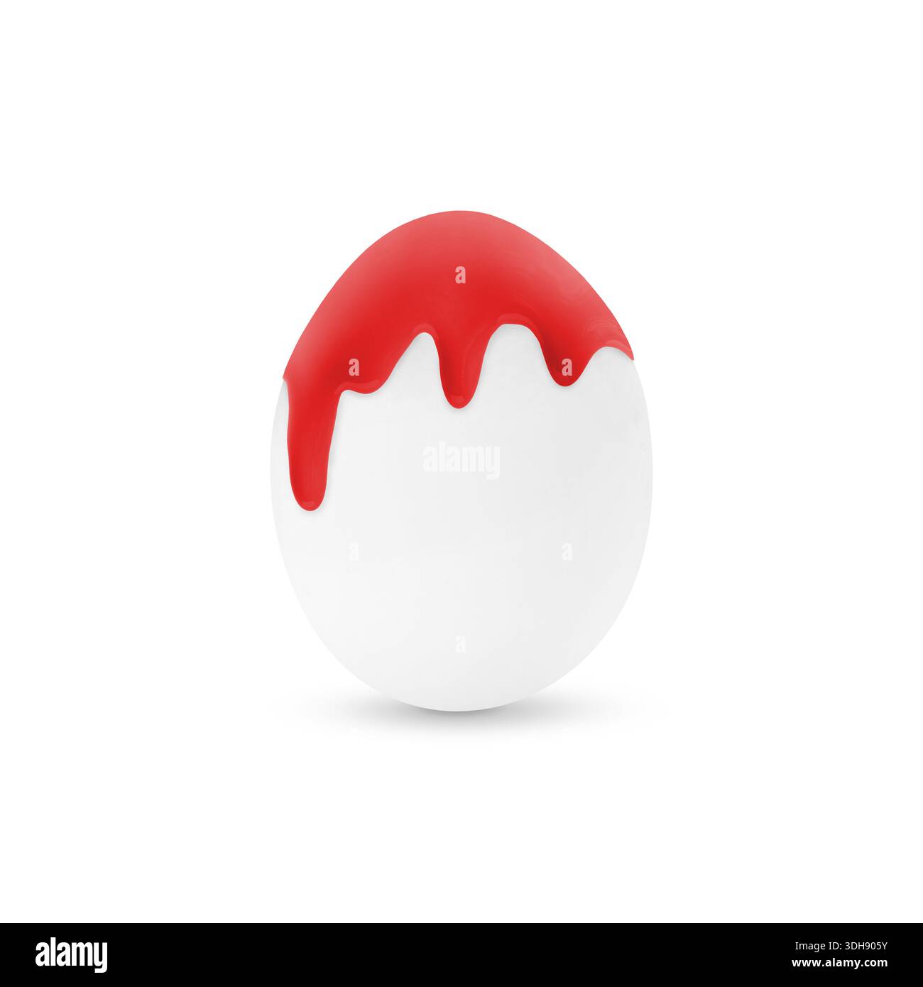 Red paint dripping down egg on white background. Easter celebration Stock Photo
