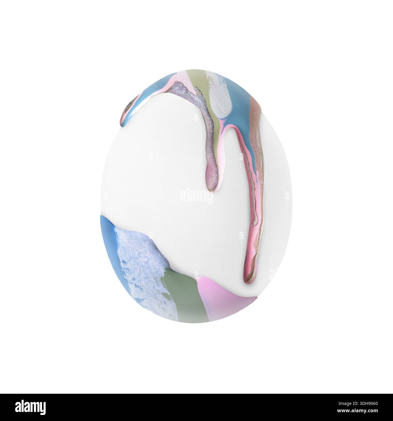 Easter egg in colorful paint isolated on white Stock Photo