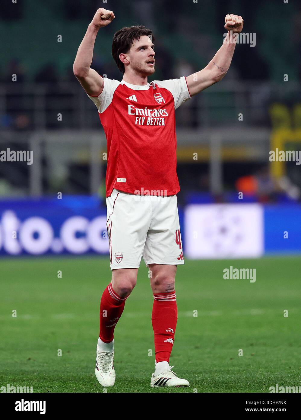 Arsenal's Declan Rice celebrates after the UEFA Champions League match ...